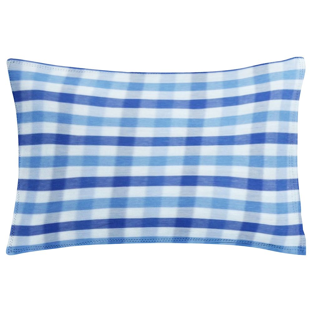 The Baby Atelier - Organic Checkered Baby Pillow Cover - Blue