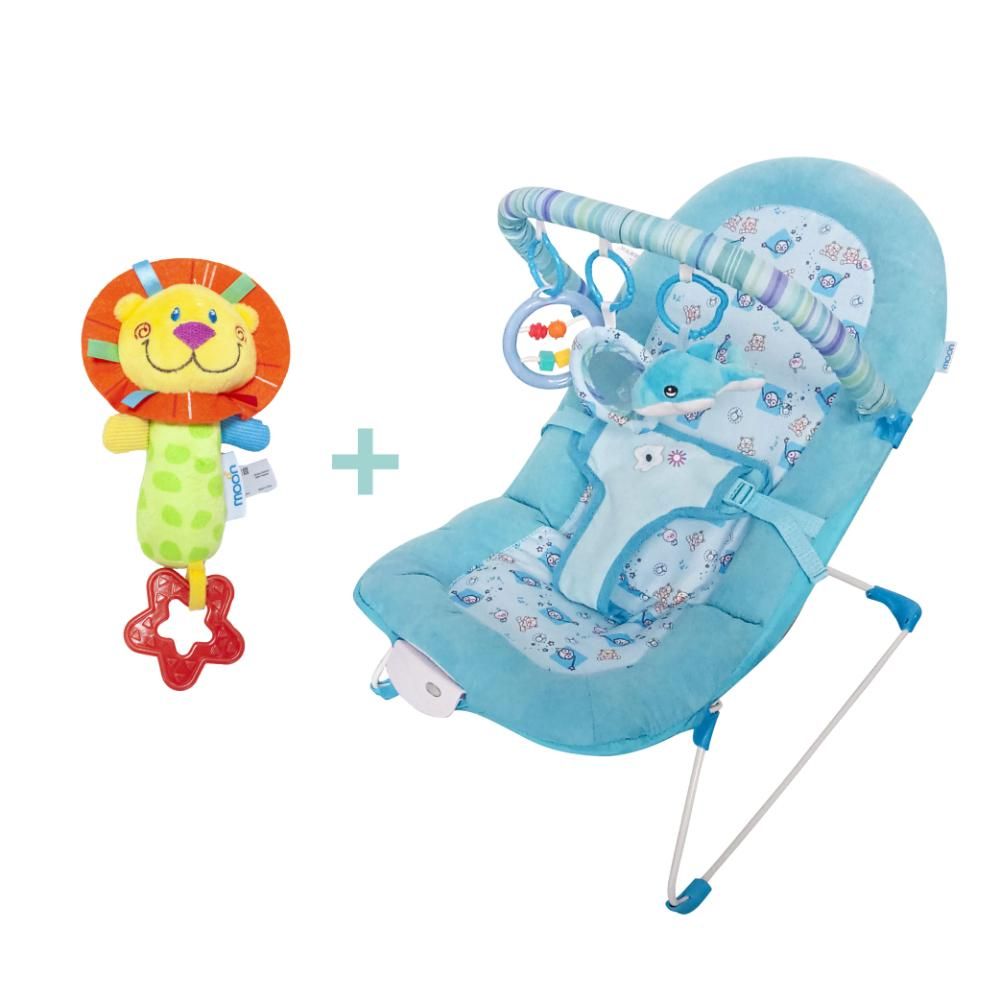 Moon - Hop-Hop Bouncer & Soft Lion Rattle Toy