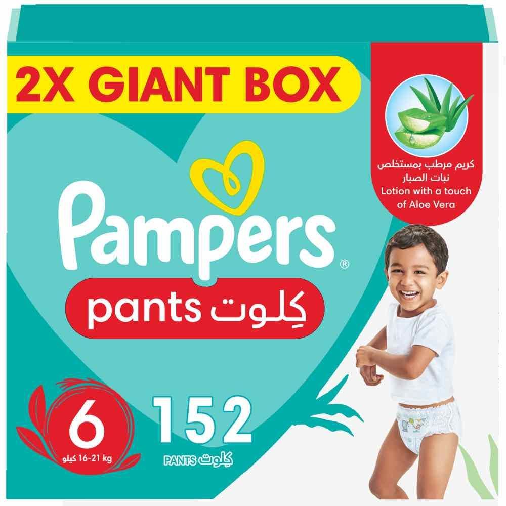 Pampers - Baby-Dry Pants Diapers with Aloe Vera Lotion, 360 Fit, Size 6, 16-21kg, Double Giant Box, 152 Count