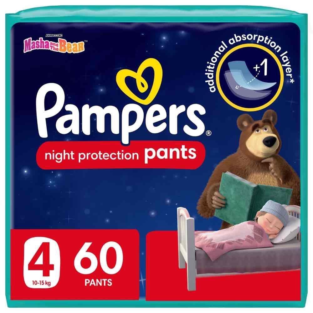 Pampers - Baby-Dry Night Pants Diapers - Size 4, 10-15kg, 60 Diaper Count