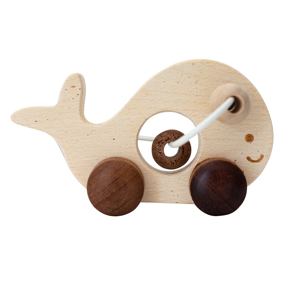 The Rolling Cart - Whale Shaped Wooden Rattle