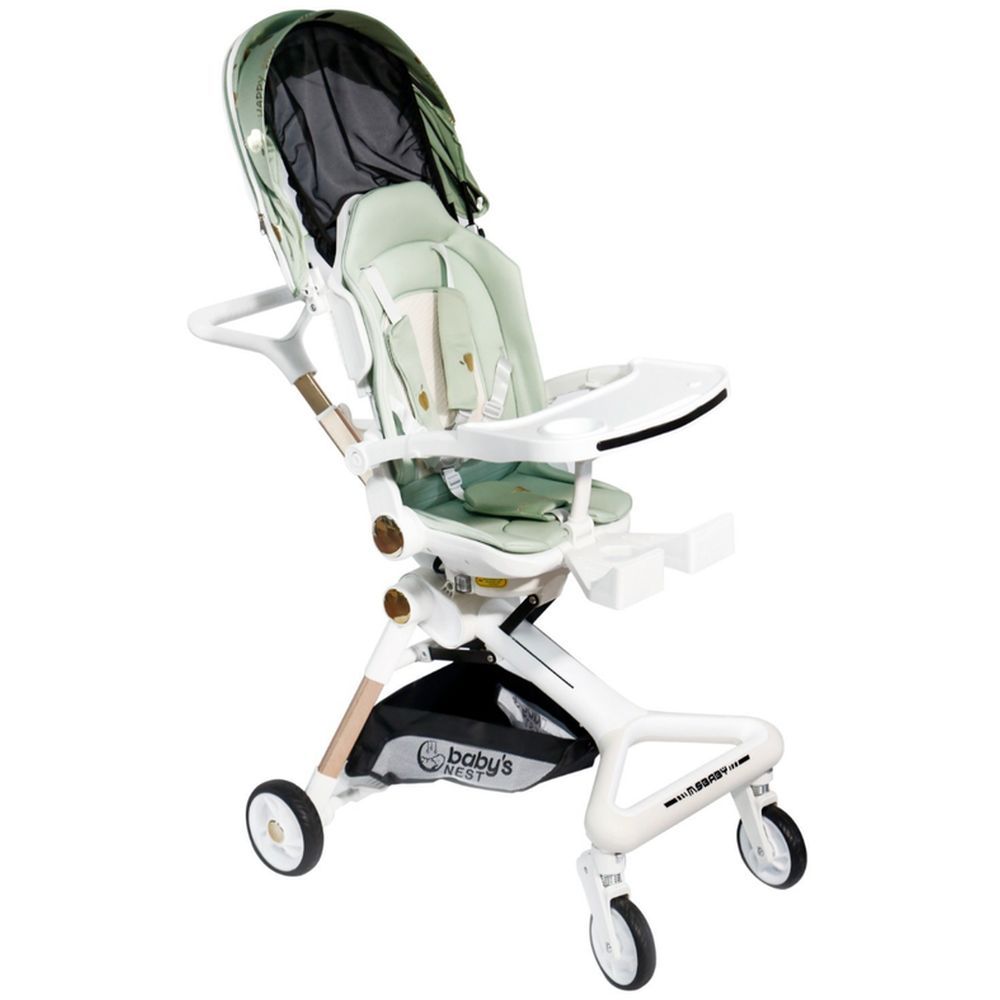 Baby's Nest - 2-In-1 Swivel Baby Stroller - Misty Teal