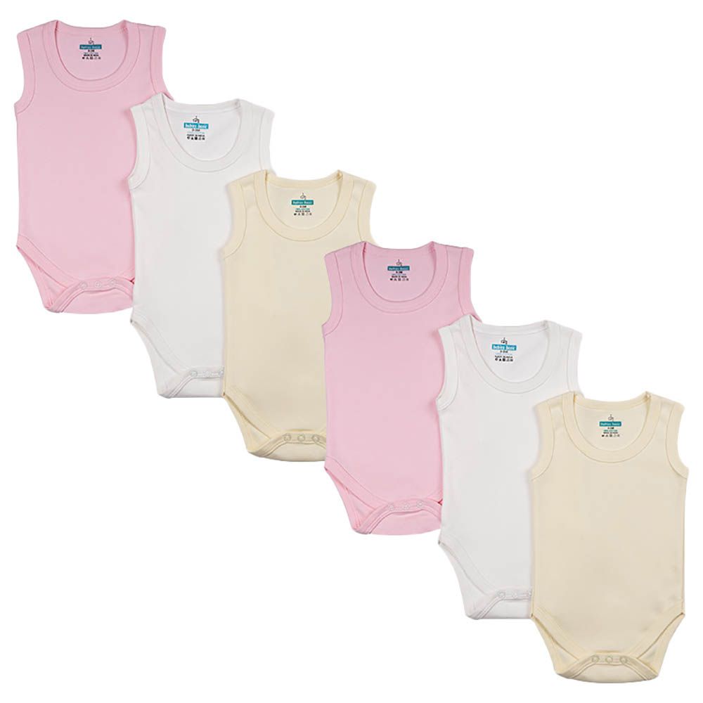 Babies Basic - 6pc-Set - 100% Cotton Girls Sleeveless Bodysuit