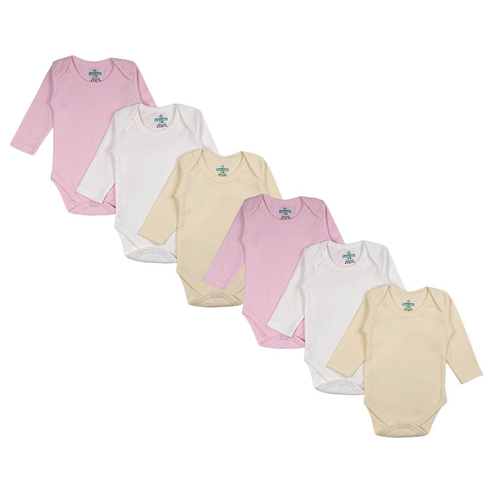 Babies Basic - 6pc-Set - 100% Cotton Girls Long Sleeves Bodysuit