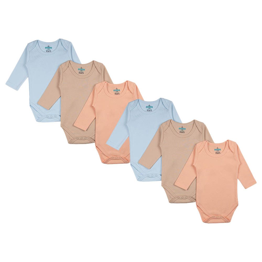 Babies Basic - 6pc-Set - 100% Cotton Boys Long Sleeves Bodysuit