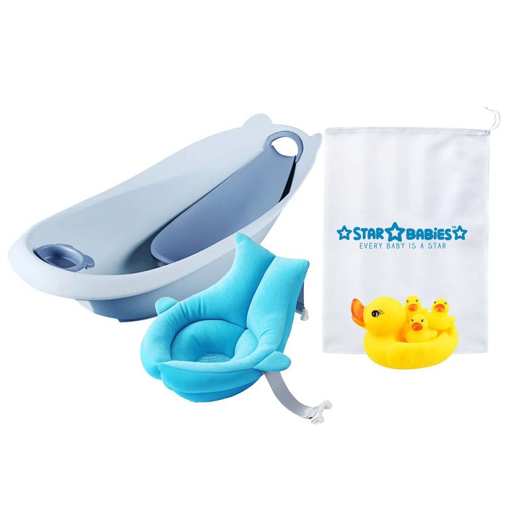 Star Babies - Stage Bathtub & Sink Bather w/ Rubber Duck - 3pcs - Blue