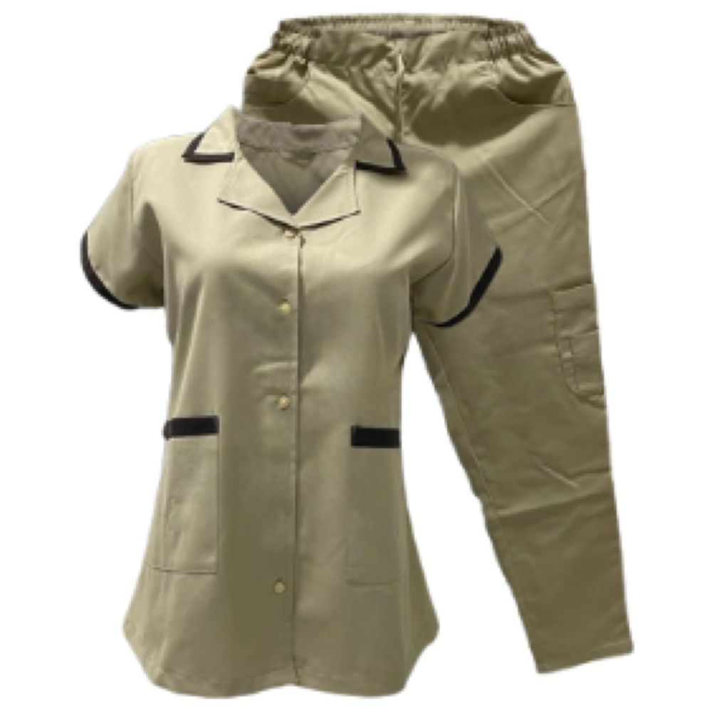 Veronica - 2pc-Set - Ladies Housekeeper Scrub Set - Beige/Brown