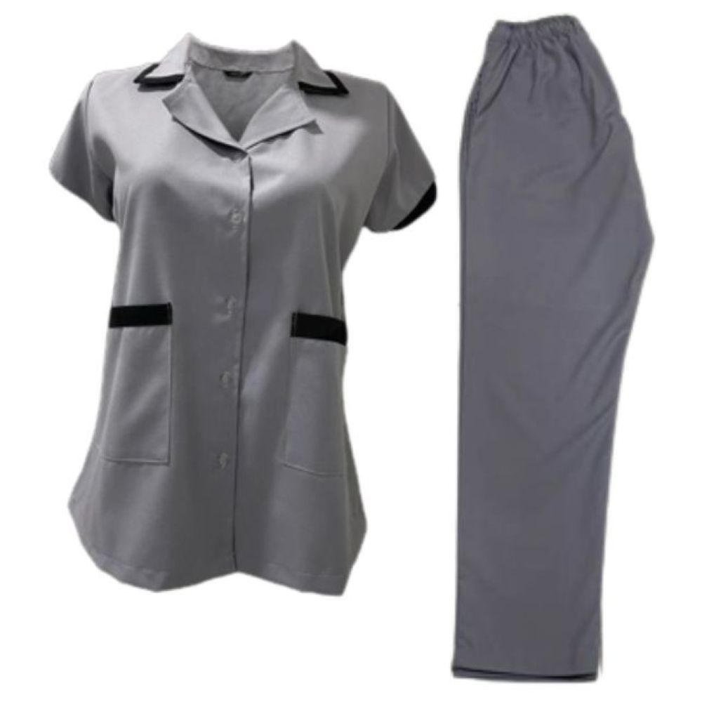 Veronica - 2pc-Set - Ladies Housekeeper Scrub Set - Light Grey