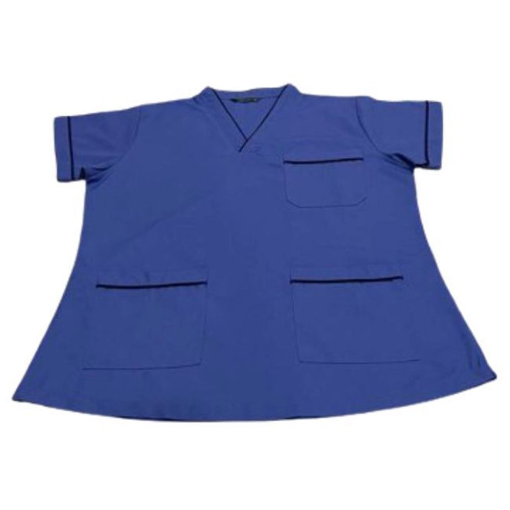 Veronica - 2pc-Set - Scrub Uniform w/ Piping Neckline - Blue