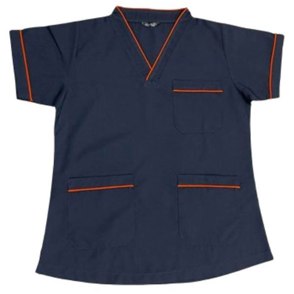 Veronica - 2pc-Set - Scrub Uniform w/ Piping Neckline - Dark Grey