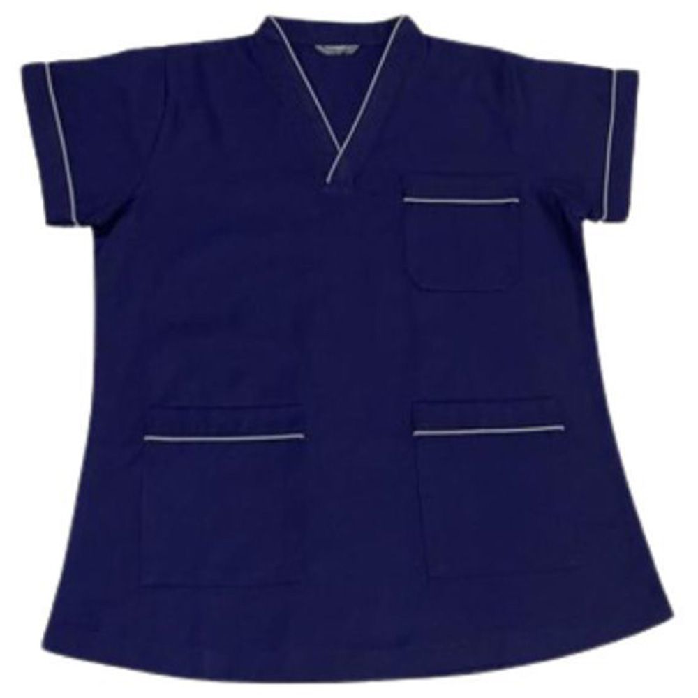 Veronica - 2pc-Set - Scrub Uniform w/ Piping Neckline - Navy Blue