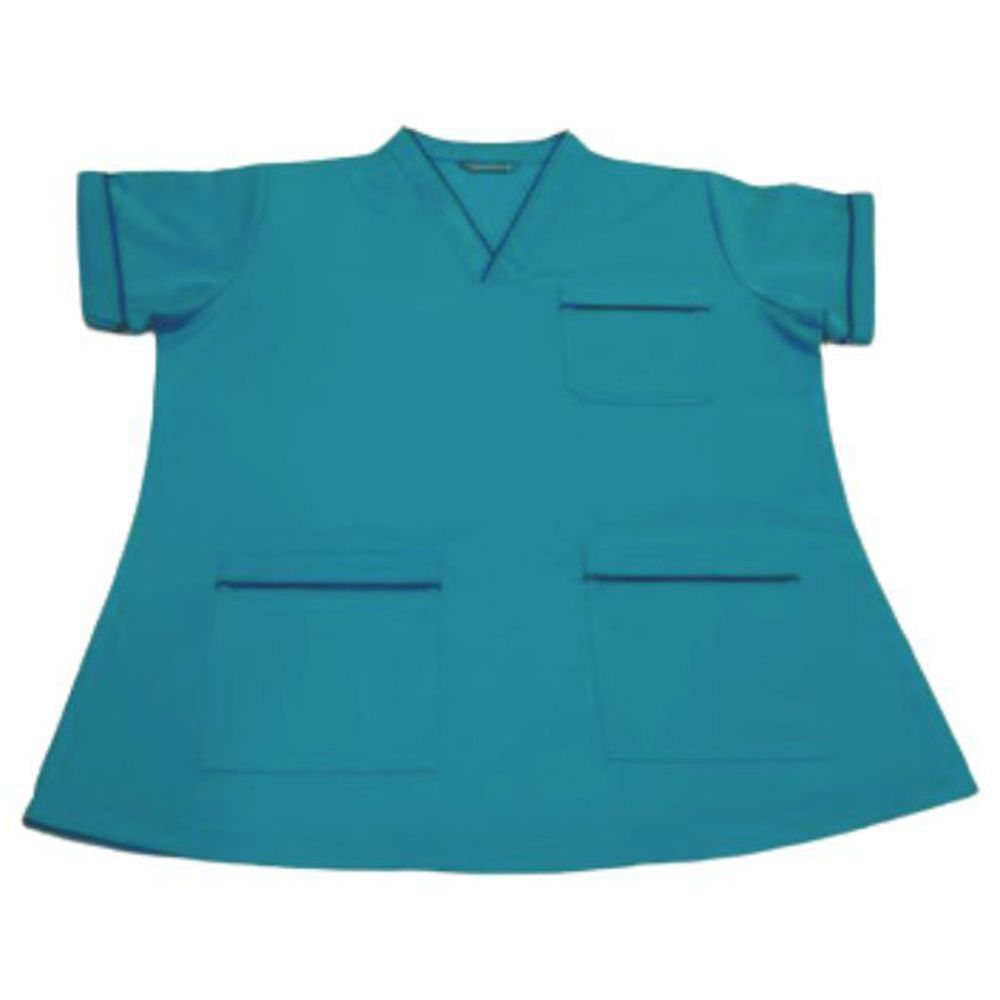 Veronica - 2pc-Set - Scrub Uniform w/ Piping Neckline - Peacock