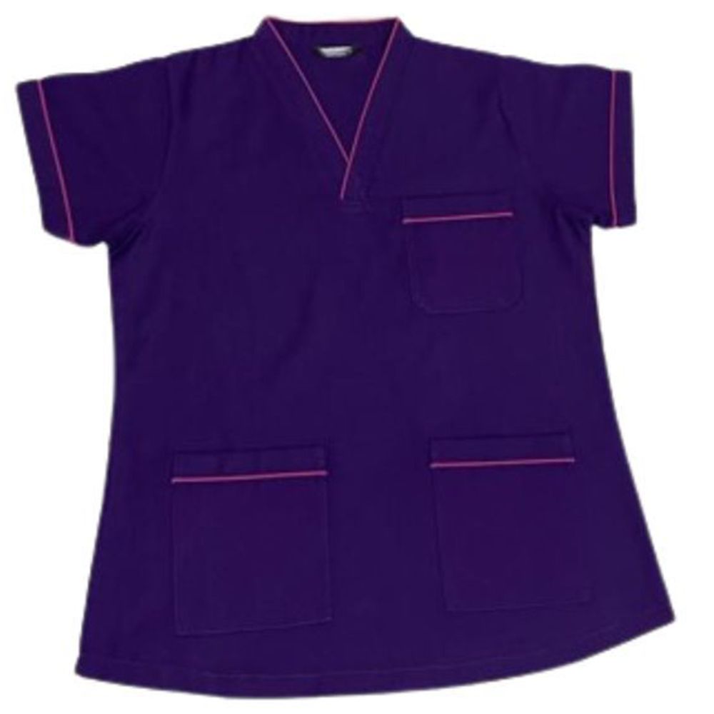 Veronica - 2pc-Set - Scrub Uniform w/ Piping Neckline - Purple