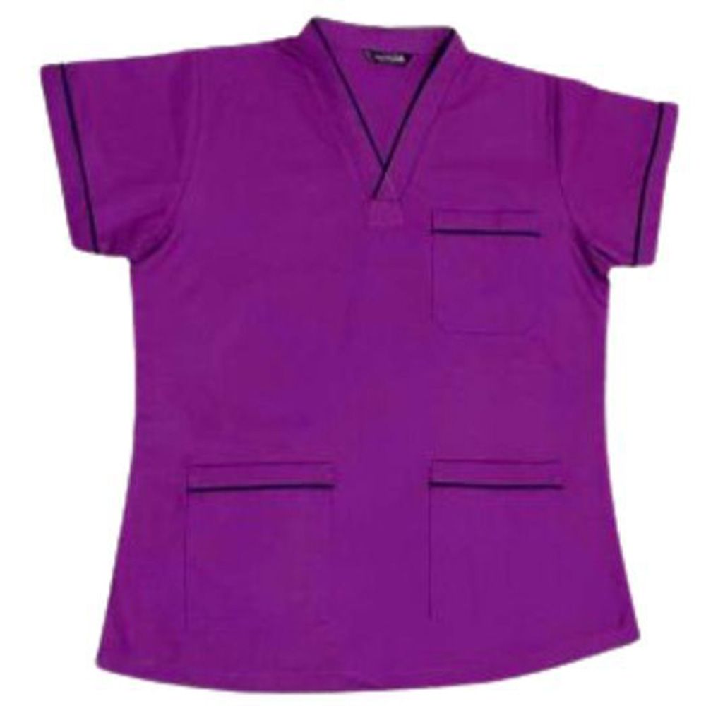 Veronica - 2pc-Set - Scrub Uniform w/ Piping Neckline - Plum