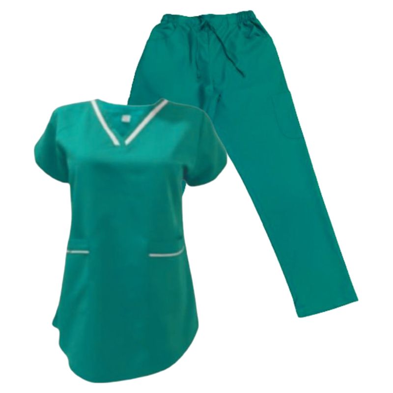 Veronica - 2pc-Set - V-Neck Scrub Uniform w/ 2 Pockets - Sea Green