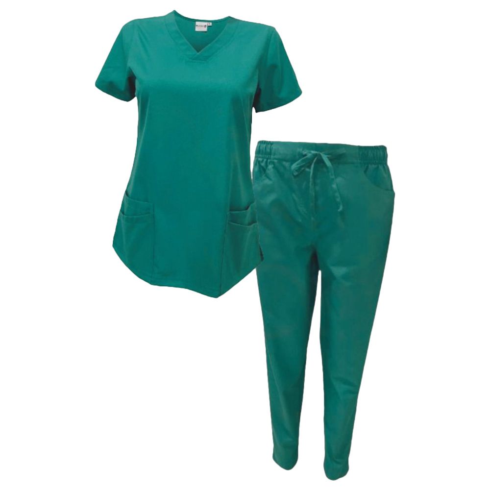 Veronica - Med Armour - 2pc-Set - Ladies V-Neck Scrub Uniform - Green