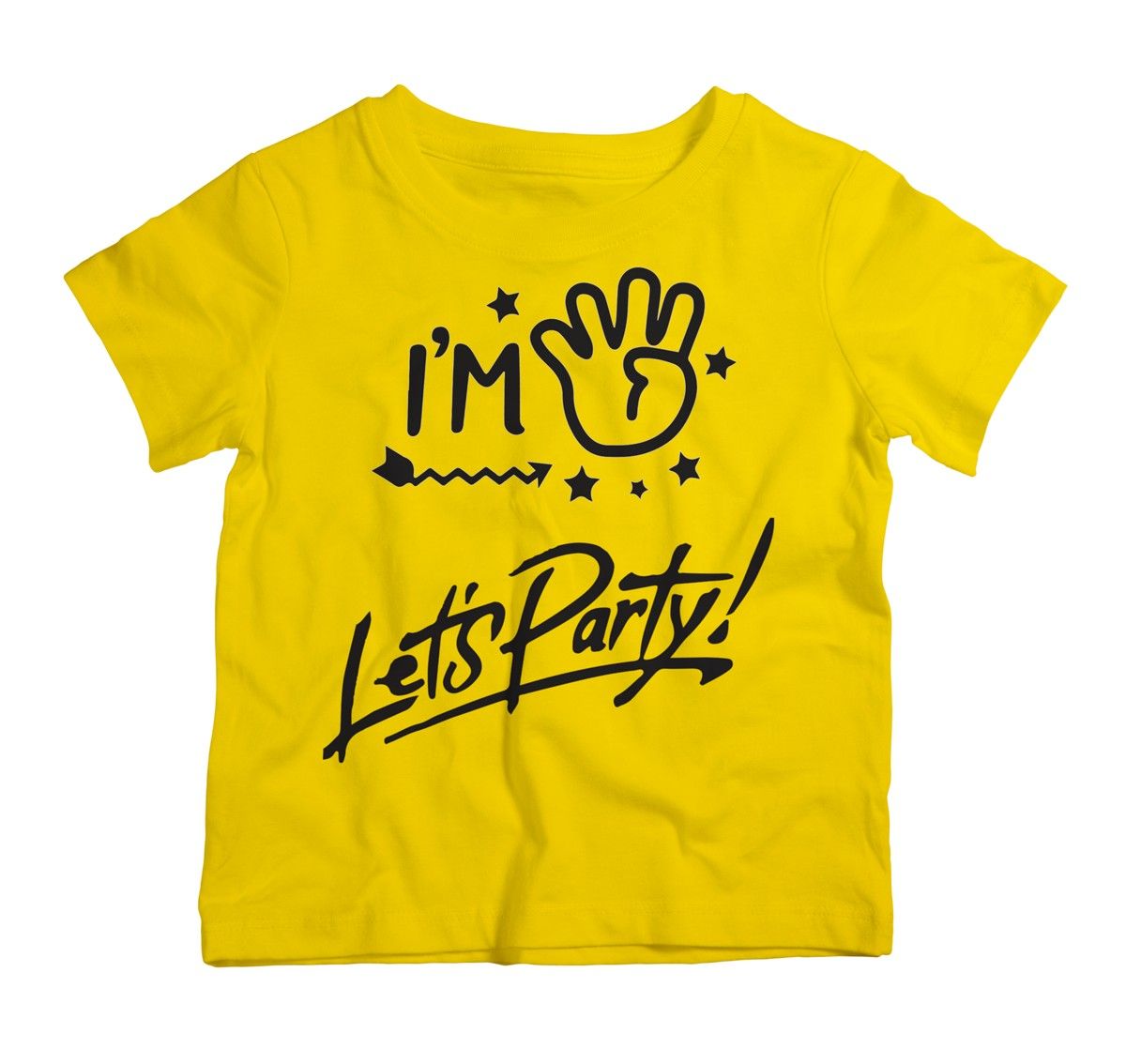 Twinkle Hands - Birthday T-Shirt I am Four Lets Party-Yellow