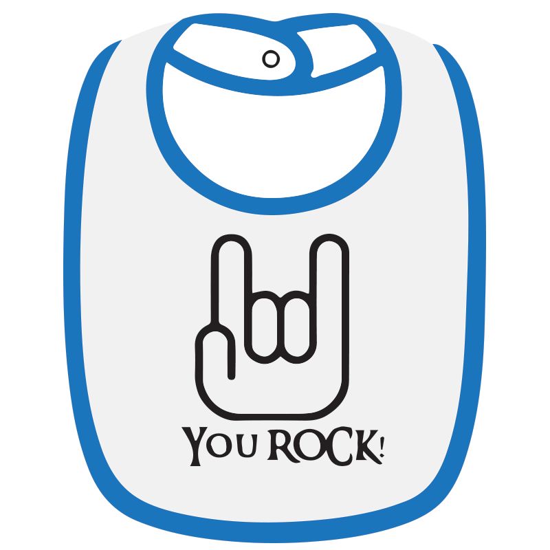 Twinkle Hands You Rock Baby Bib, White/Blue