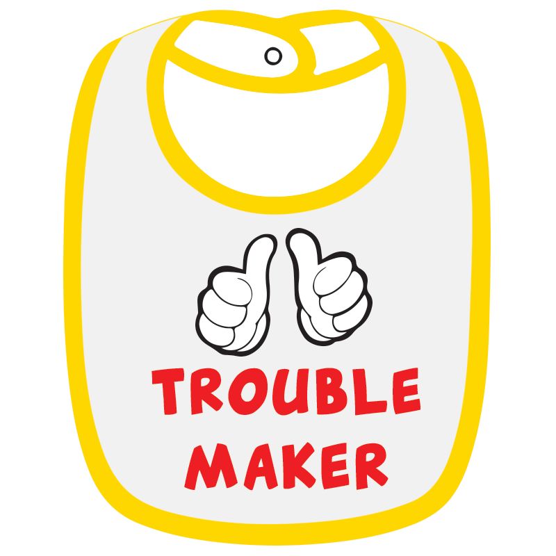 Twinkle Hands Trouble Maker Baby Bib, White/Yellow