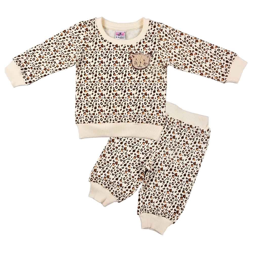 Smart Baby - 2pc-Set - Baby Girl Sweatshirt And Joggers - Beige