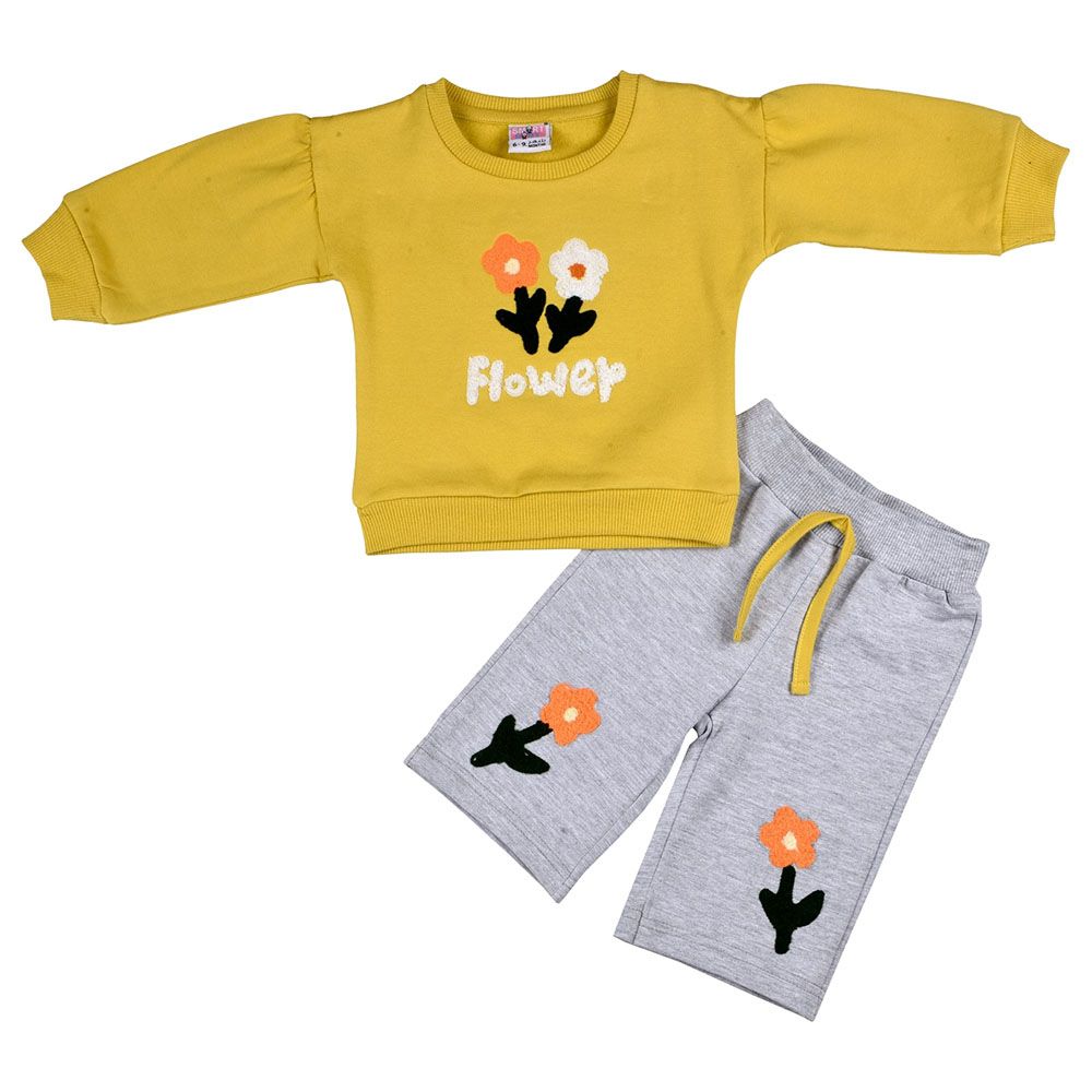 Smart Baby - 2pc-Set - Baby Girl Sweatshirt And Joggers - Mustard