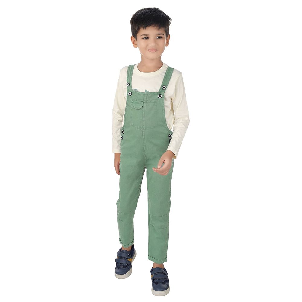 Genius - 2pc-Set - Boy Long Sleeves Shirt And Dungaree- Cream