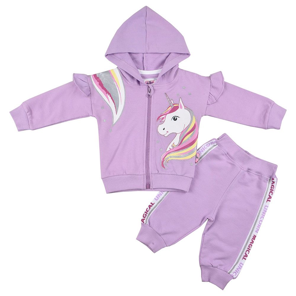 Smart Baby - 3pc-Set - Baby Girl T-Shirt, Jacket And Joggers - Unicorn