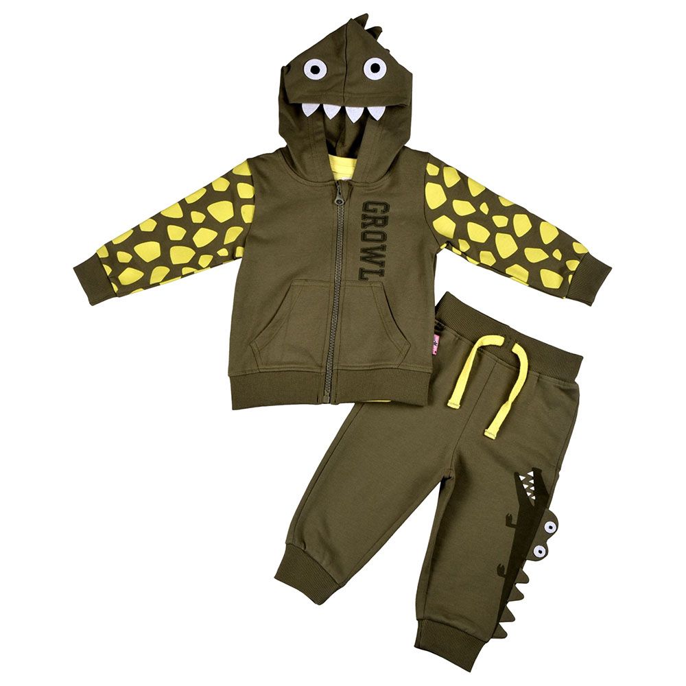 Smart Baby - 3pc-Set - Baby Boy T-Shirt, Jacket And Joggers - Olive