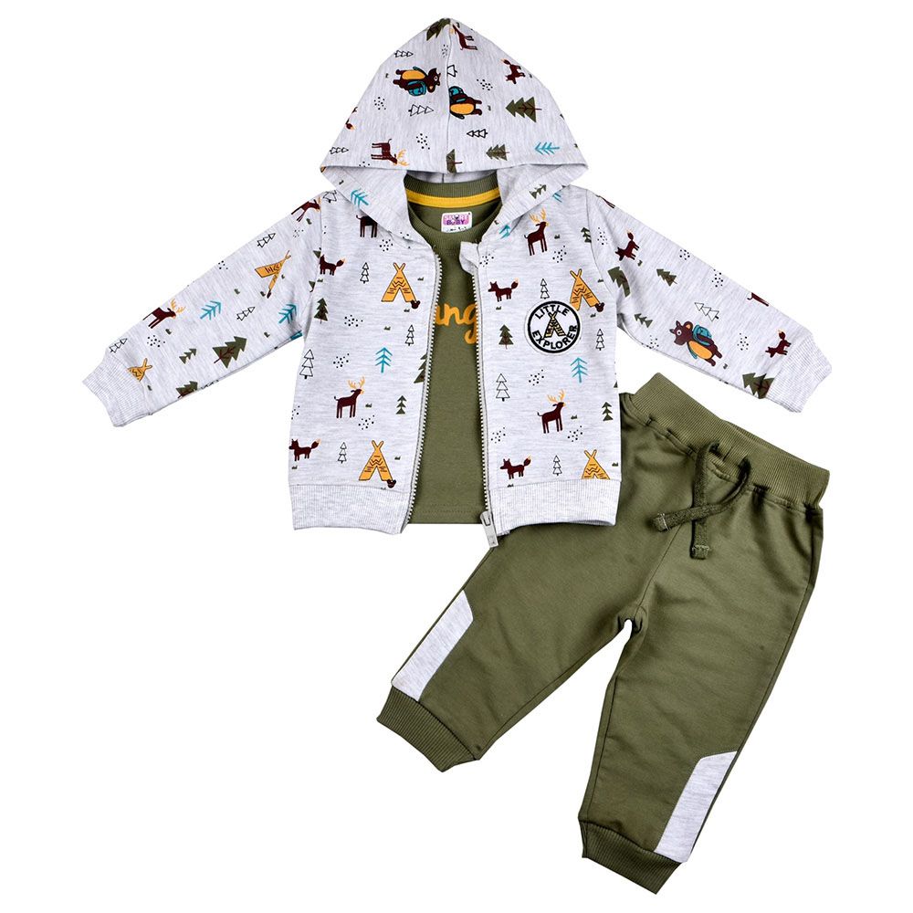 Smart Baby - 3pc-Set - Baby Boy T-Shirt, Jacket And Joggers - Green