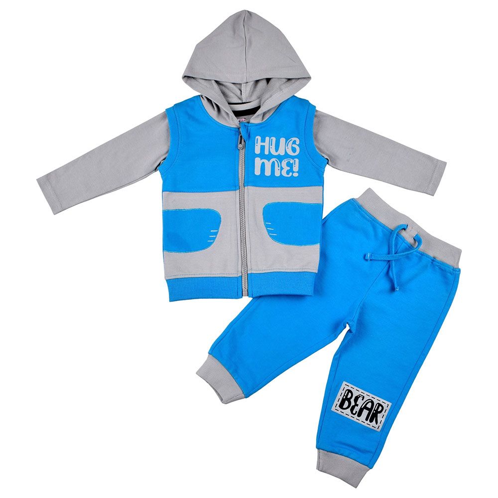 Smart Baby - 3pc-Set - T-Shirt, Sleeveless Jacket And Joggers - Blue