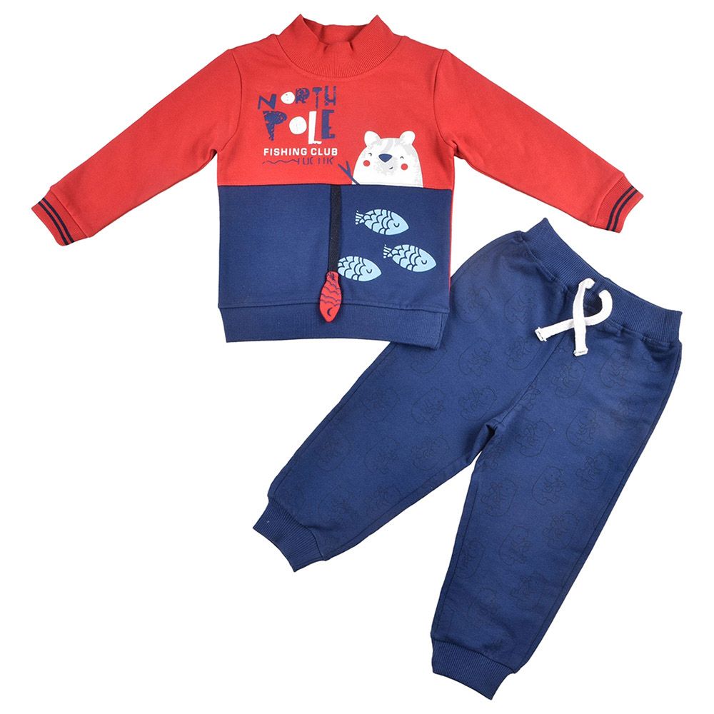 Smart Baby - 2pc-Set - Baby Boy Sweatshirt And Joggers - Red