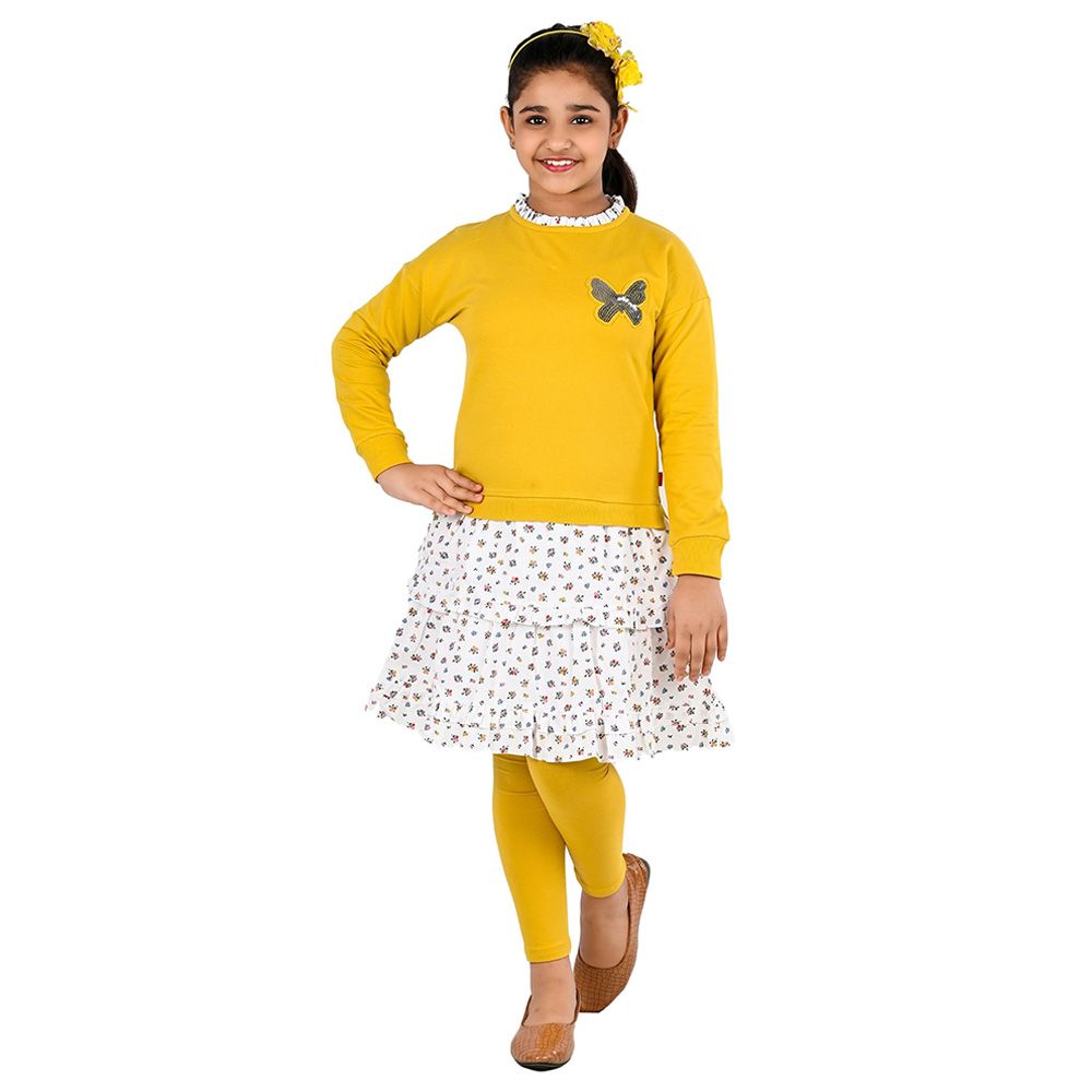 Genius - 2pc-Set - Girl Tunic Top And Leggings - Mustard