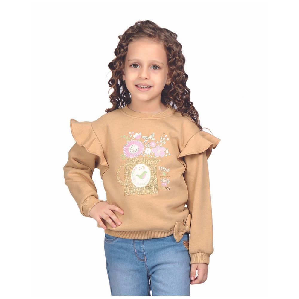 Little Kangaroos - Girl's Long Sleeves Sweatshirt - Light Fawn