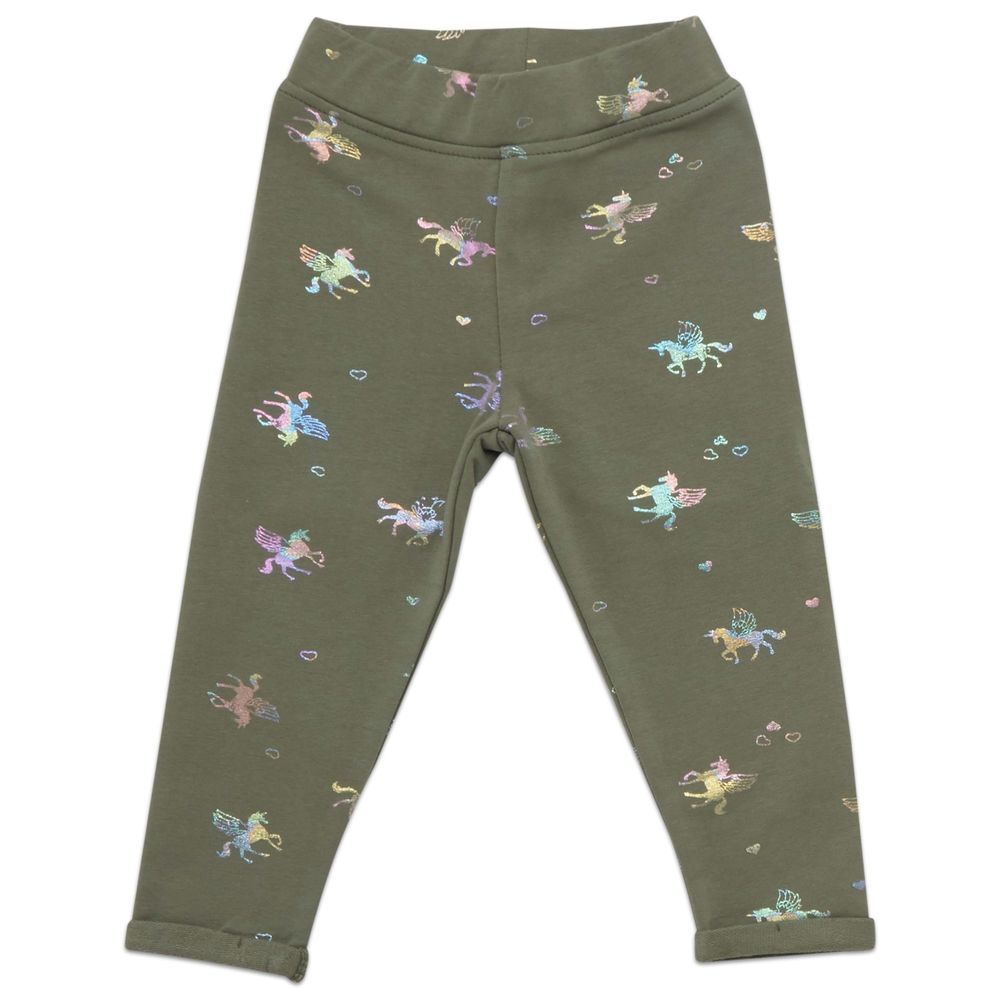 Little Kangaroos - Girl's Printed Leggings - Olive