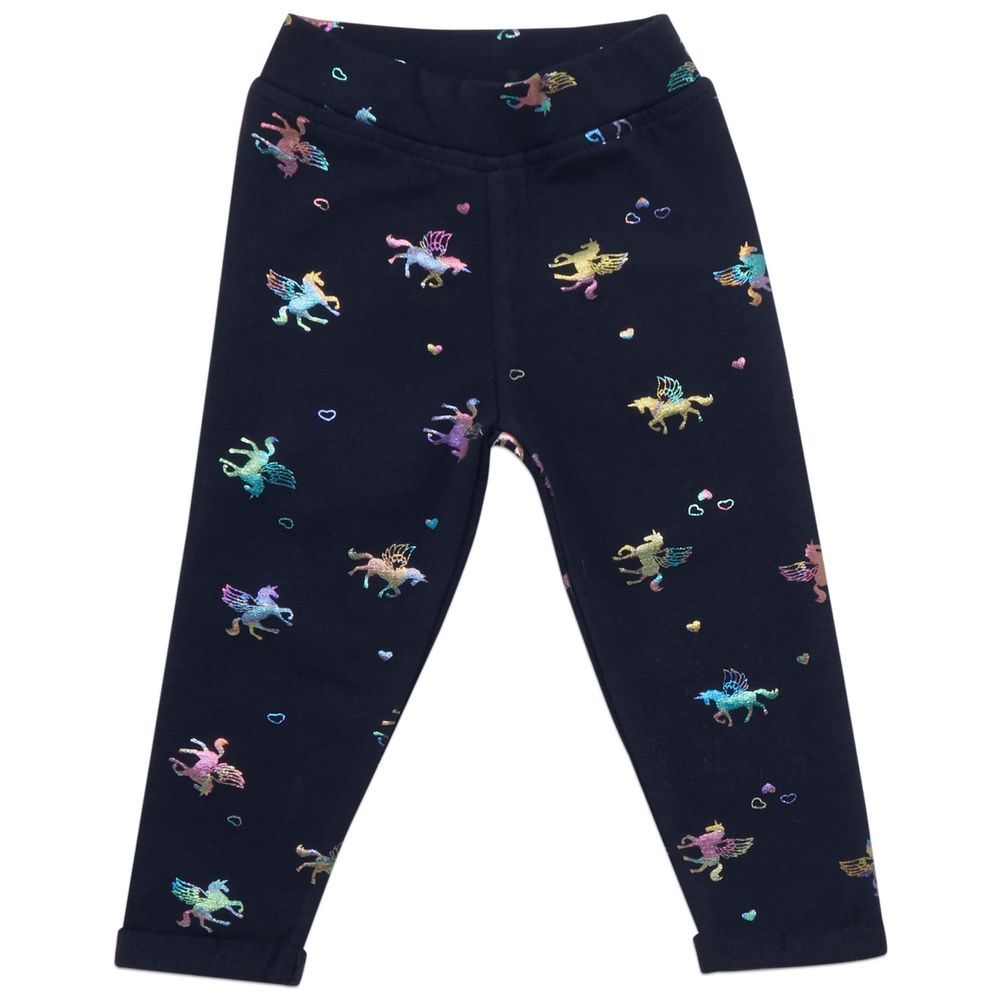 Little Kangaroos - Girl's Printed Leggings - Navy