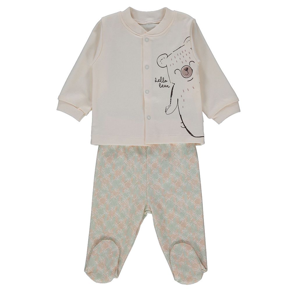 Bebetto - 2pc-Set - Baby Boy Footed Pyjama Set - Brown