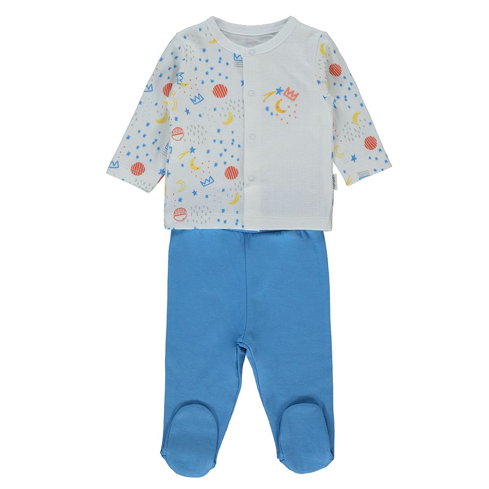 Bebetto - 2pc-Set - Baby Boy Pyjama Set - Blue/White