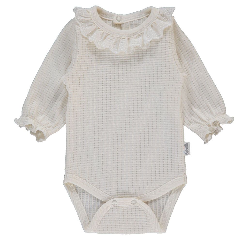 Bebetto - Baby Girls Long Sleeve Bodysuit - Ecru