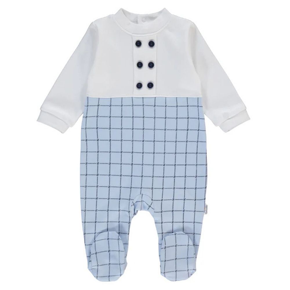 Bebetto - Baby Boy Checks Sleepsuit - Blue