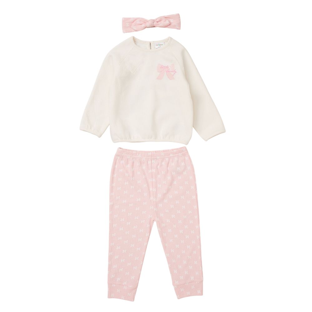 Lily & Jack - 3pc-Set - Baby Girl Sweatshirt w/ Jogger - Pink/White