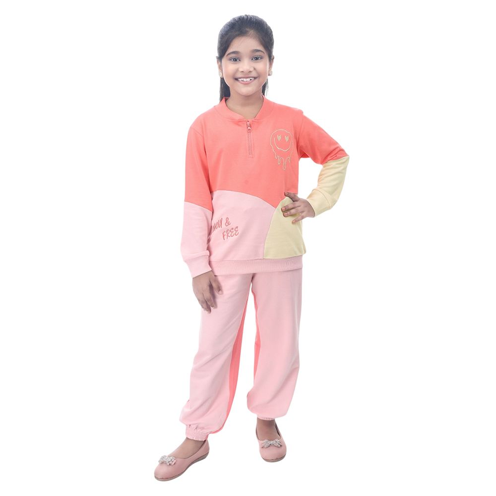 Genius - 2pc-Set - Girl Henley Sweatshirt w/ Jogger - Pink