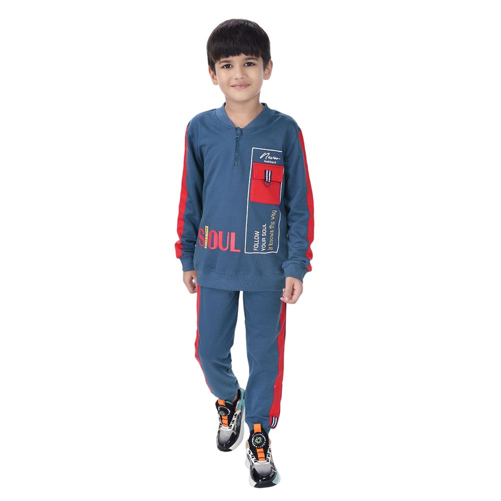 Genius - 2pc-Set - Boy Henley Sweatshirt w/ Jogger - Blue