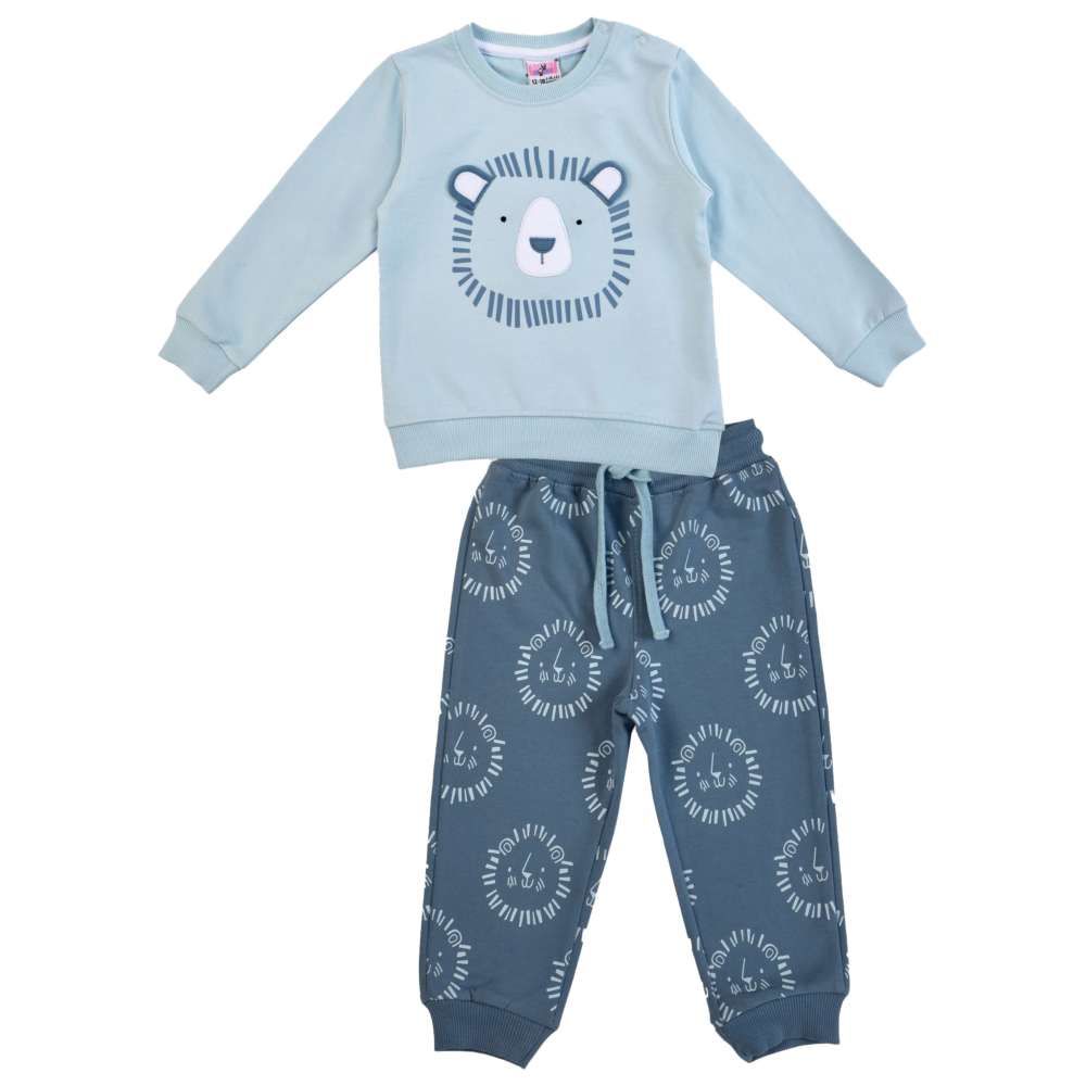 Smart Baby - 2pc-Set - Baby Boy Round Neck Sweatshirt w/ Jogger - Sky Blue