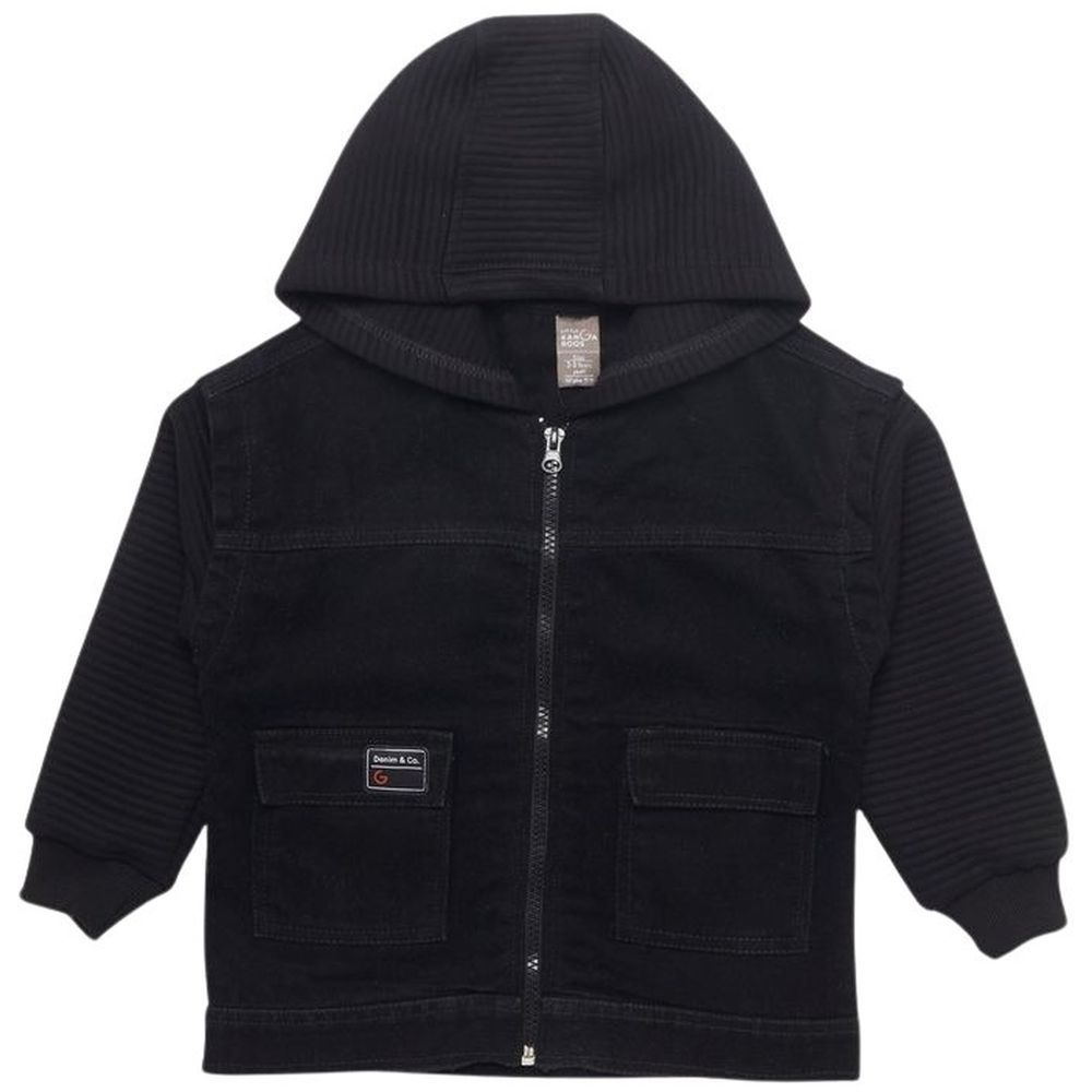 Little Kangaroos - Boy Hooded Denim Jacket - Black