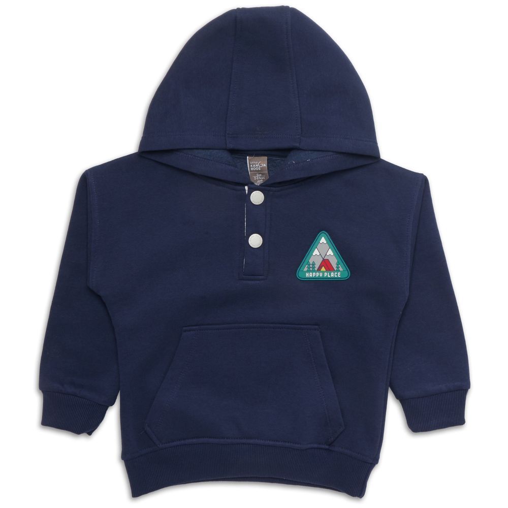 Little Kangaroos - Boy Hooded Sweatshirt w/ Pockets - Navy