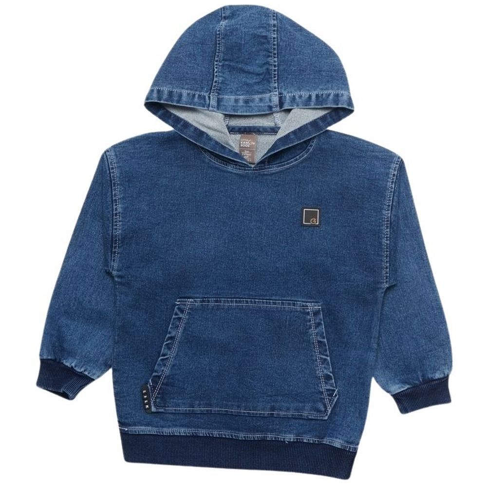 Little Kangaroos - Boy Denim Hooded Sweatshirt - Dark Blue