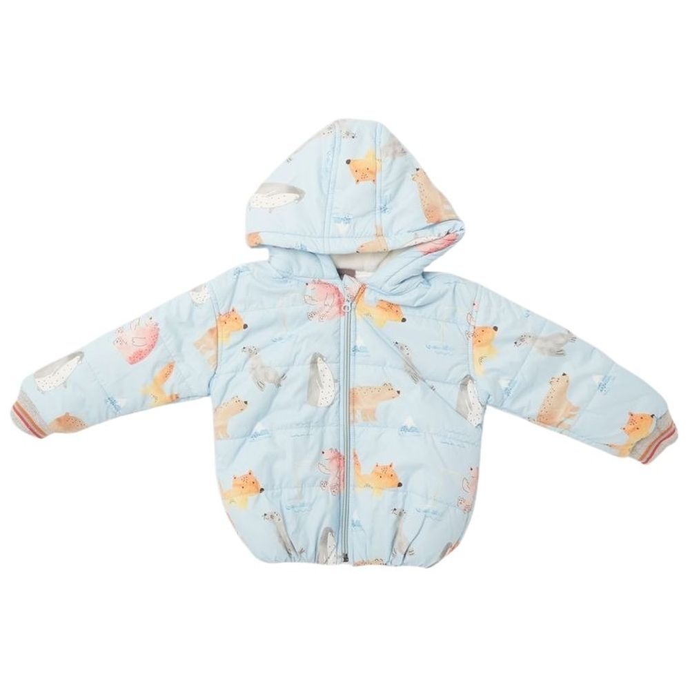 Little Kangaroos - Baby Boy Printed Jacket - Sky Blue