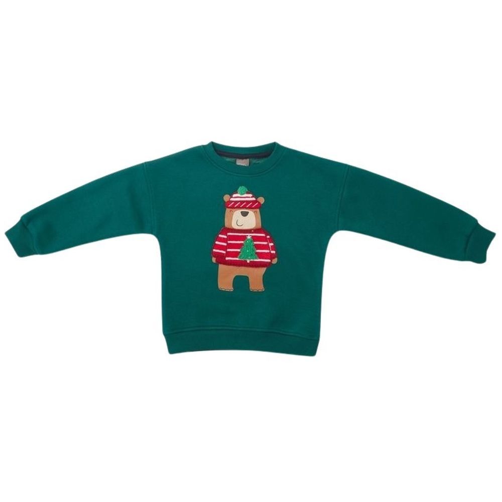 Little Kangaroos - Bear Print Sweatshirt - Bottle Green