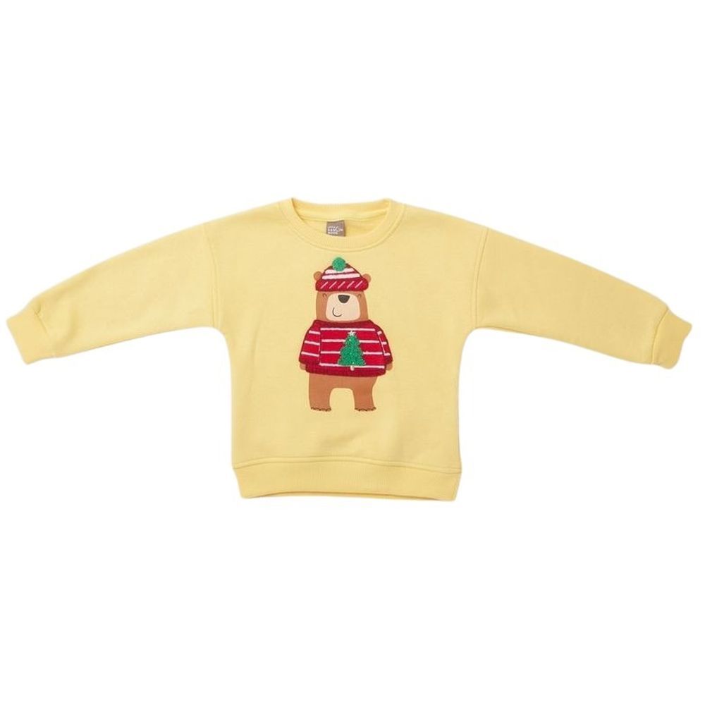 Little Kangaroos - Baby Boy Bear Print Sweatshirt - Yellow