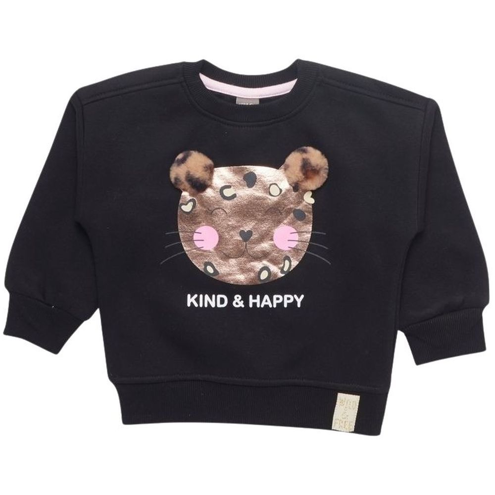 Little Kangaroos - Girl Kind & Happy Sweatshirt - Black